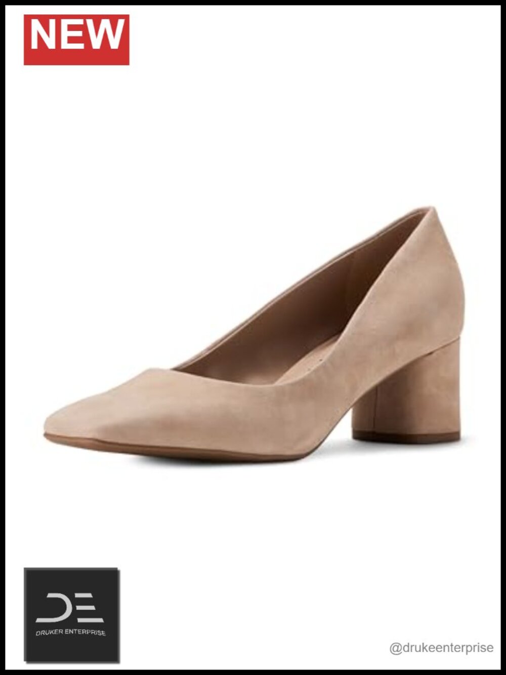 Suede Square Toe Block Heel Pumps Slip On 2.83" Heels